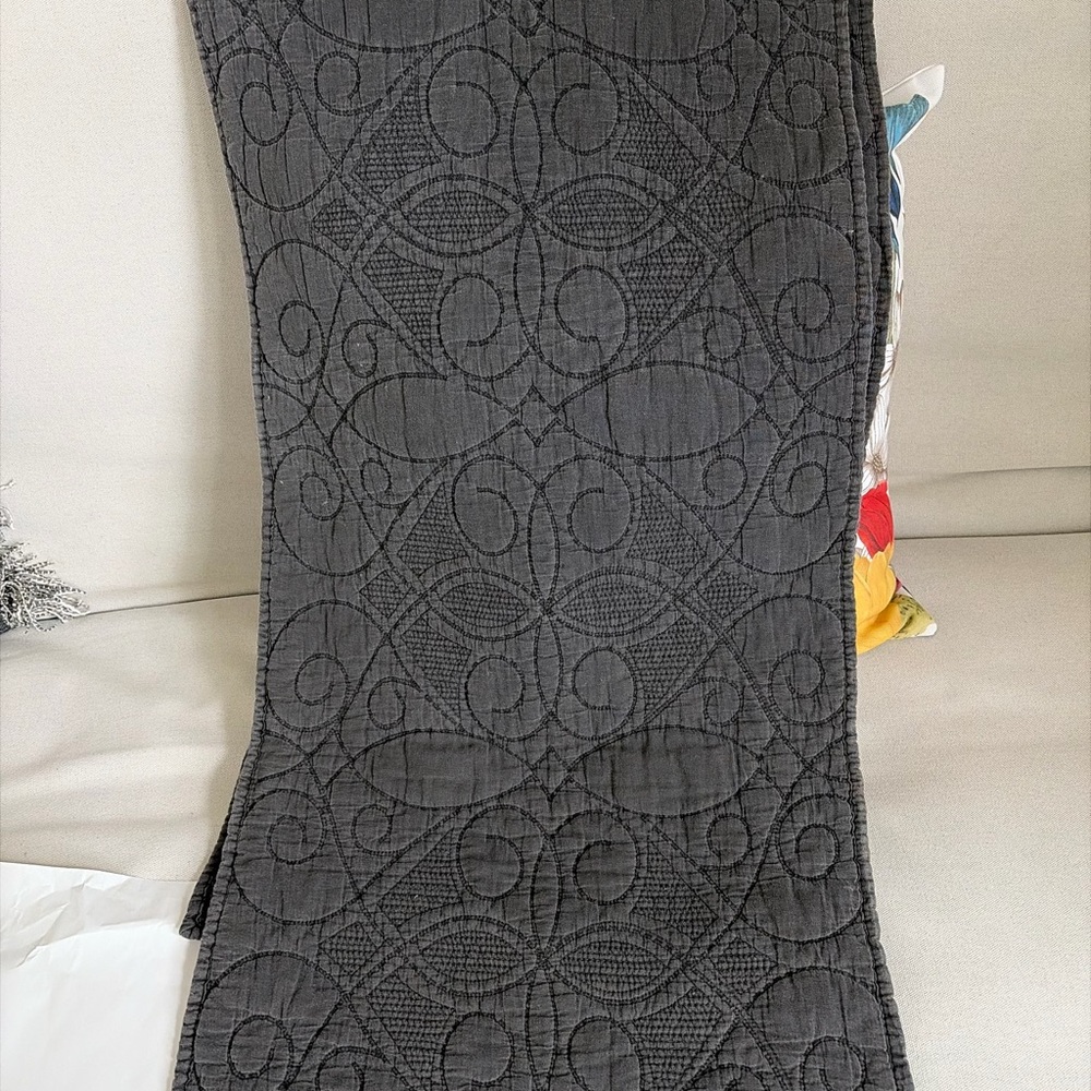 Pottery Barn Quilted Table Runner in Charcoal Gray